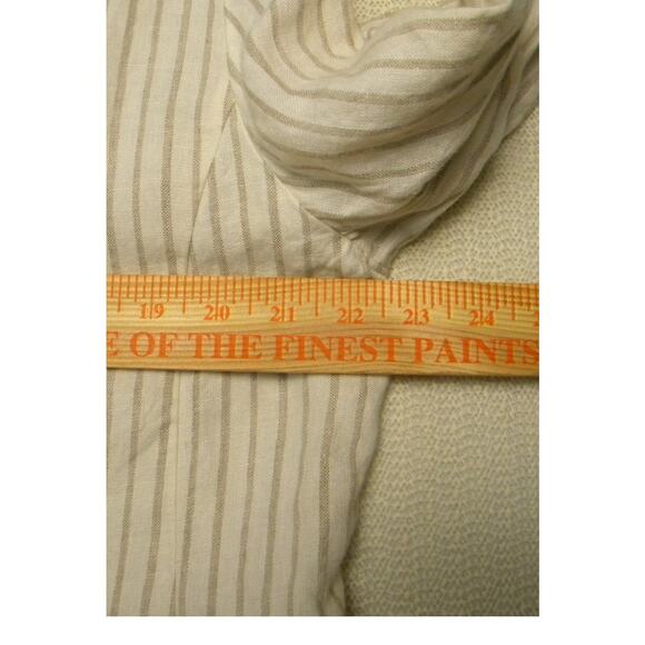 Chicos 100% Linen Cream Tan Striped Lightweight Blazer Single Button XL Casual - Picture 7 of 8